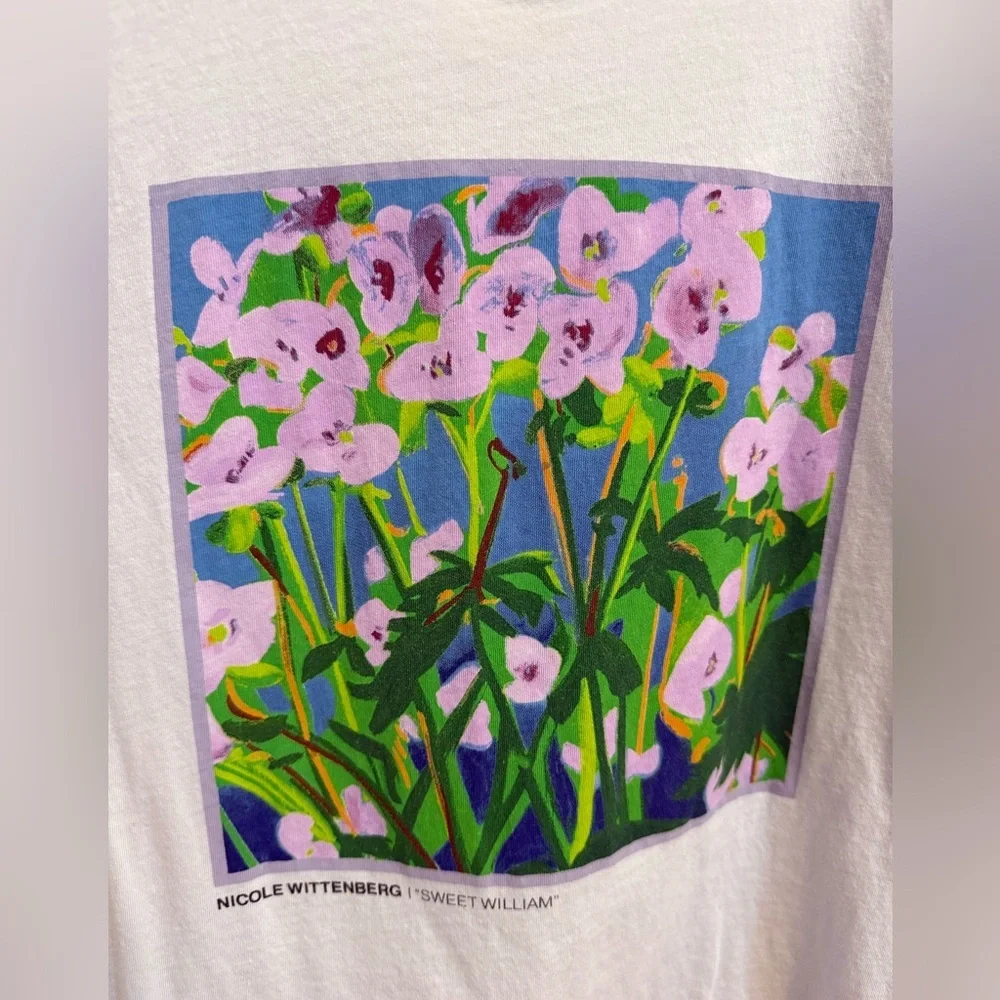 J. Crew White Short Sleeve Tee with Floral Print
